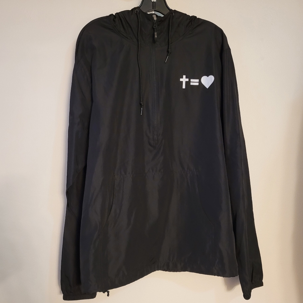 But The Greatest Of These Is Love Windbreaker Hoodie Unisex XL Black & White - Picture 3 of 16